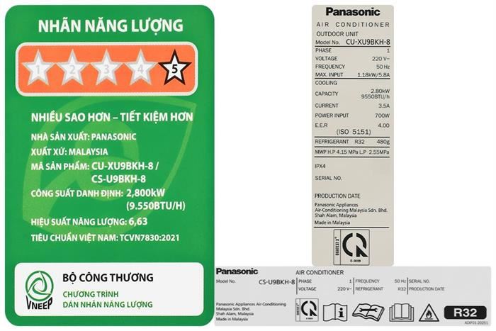 Điều Hòa Panasonic Inverter 9000 BTU 1 Chiều CU/CS-U9BKH-8 - Model 2025